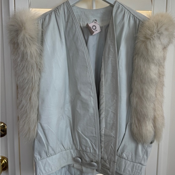 White and Cream Vintage Fur Vest